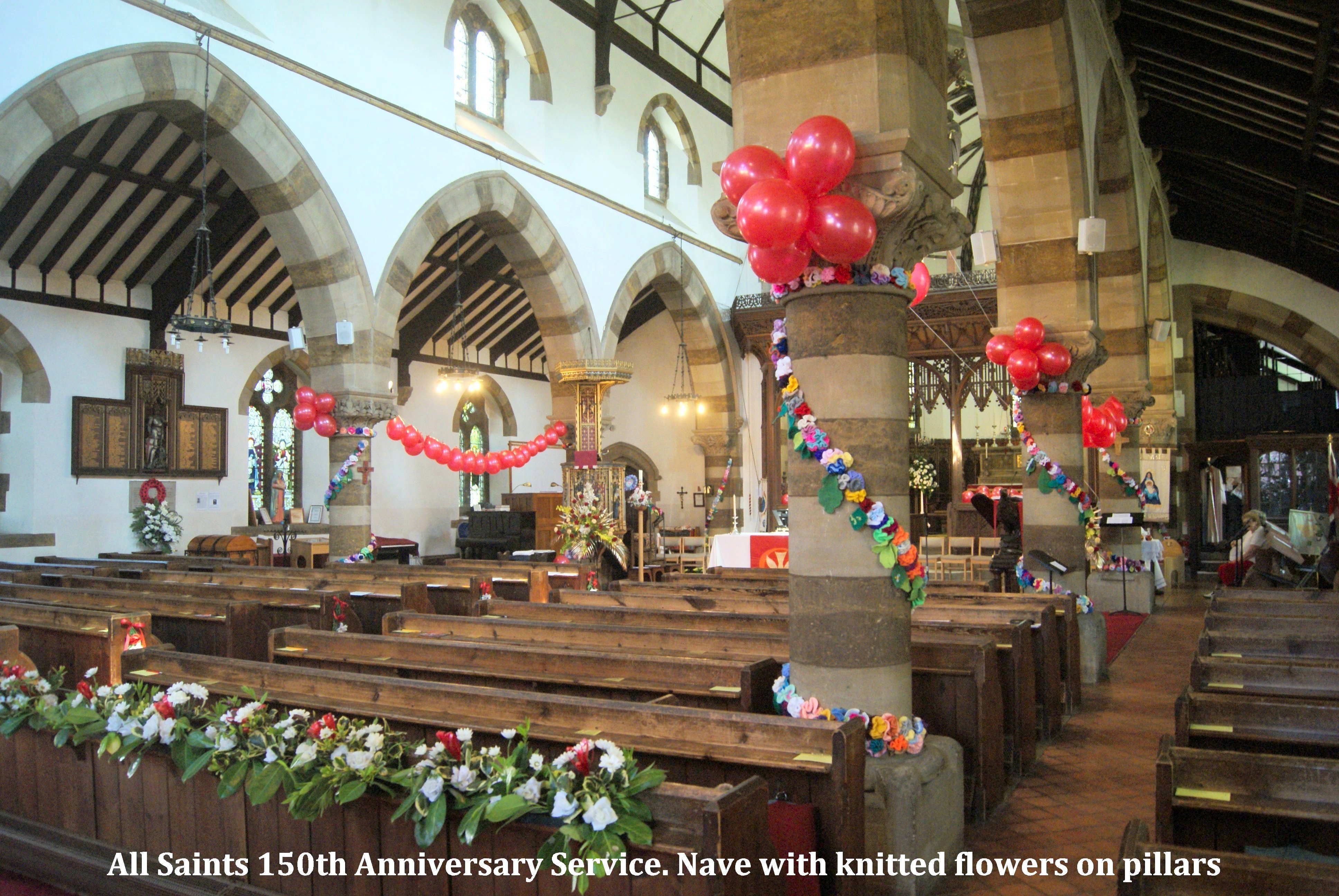 (003) Nave with knitted flowers on pillars